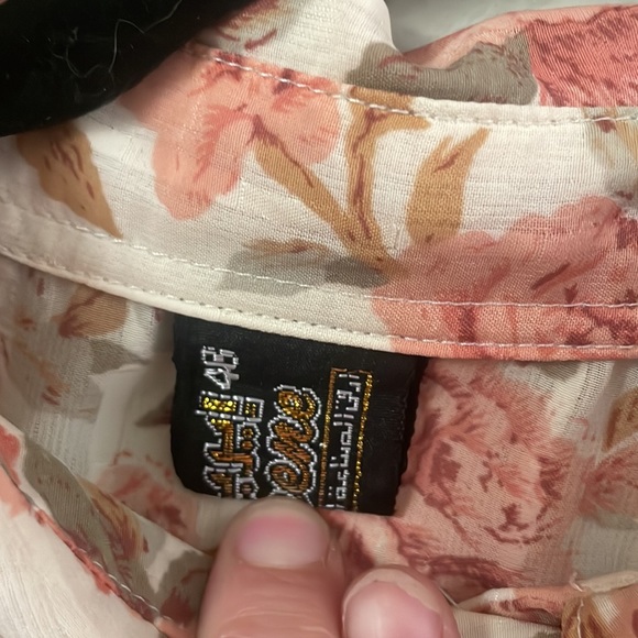 Vintage chiffon pink rose long sleeve button down shirt - Picture 3 of 8